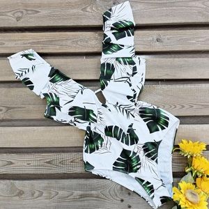 SPORLIKE Women One Piece Swimsuit V-Neck Ruffle Bathing Suit Padded Monokini